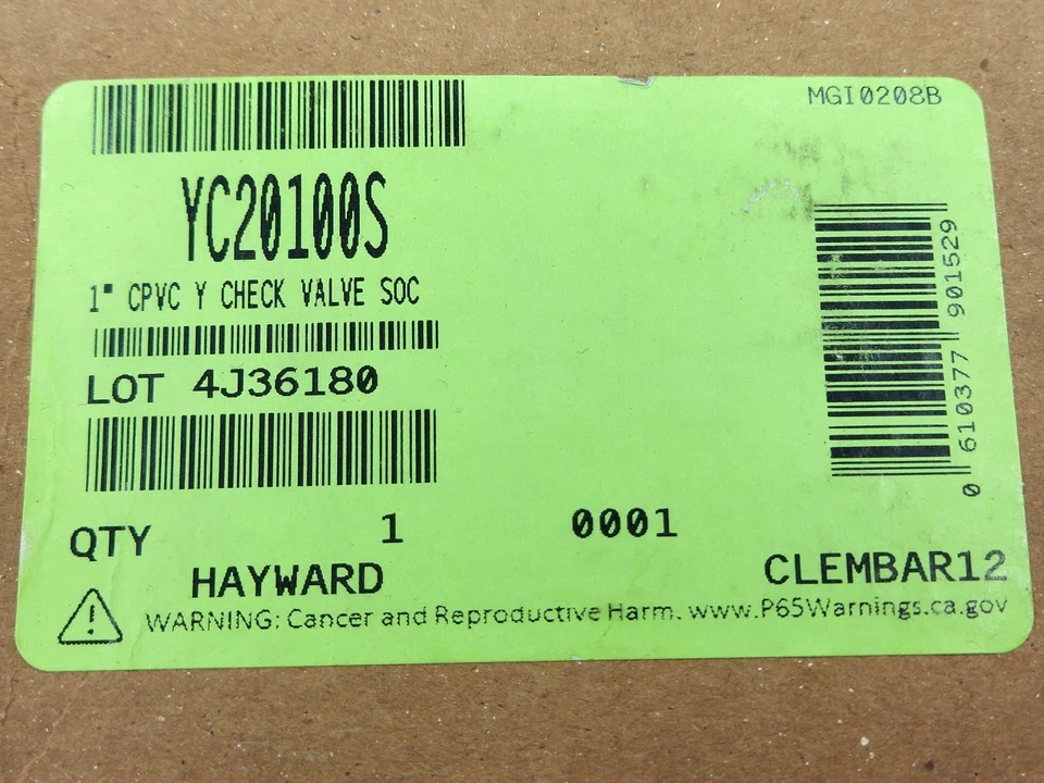 Hayward YC20100S 1" CPVC Y-Válvula de retención industrial con extremos de enchufe 1 pulgada *NUEVO* Foto 2 de 4