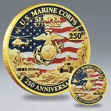 United States Marine Corps 250 Years Coin 1775-2025 Semper Fidelis Gift