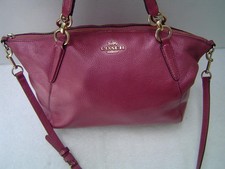 AUTHENTIC COACH PINK PEBBLE LEATHER SMALL KELSEY SATCHEL 29867 GUC