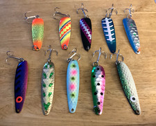 TEN (10)  Great Lakes Trolling Spoons assorted NAME Brands, Colors & Sizes-Nice