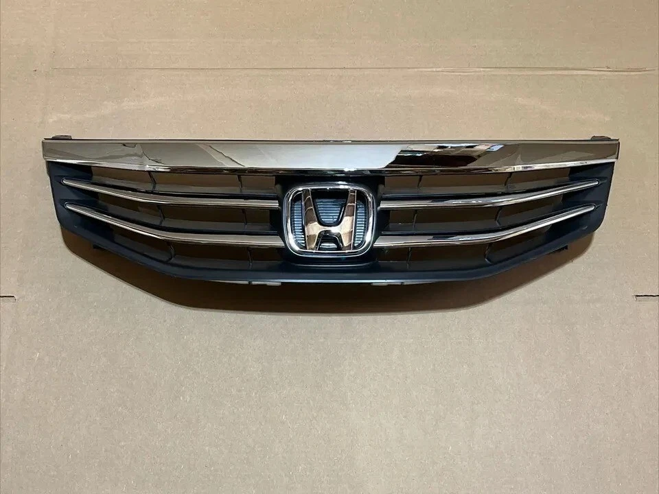 Fits 2011-2012 Honda Accord Front Upper Bumper Chrome Grille And OEM Emblem 2PC Foto 2 de 4