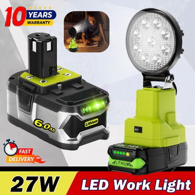 #ad 2000LM Cordless LED Work Light 6000K For Ryobi 18V One Plus Li ion 27W Battery $13.99