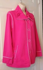 NWOT Jones of New York Single Breasted Pink Cotton Stretch Knit Pea Coat sz 1X