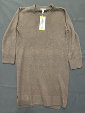 Jessica Simpson Brown Knit Sweater Dress Crew Neck 3/4 Sleeve Side Slit S