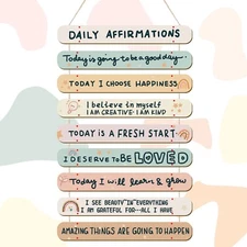 Gerrii Positive Affirmations Wall Decor Wooden Inspirational Wall Art Motivat...