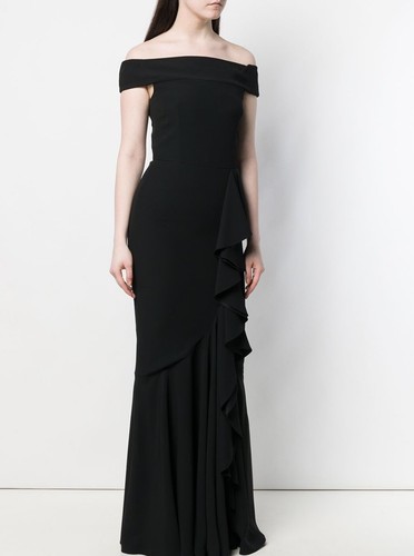 Abito con arricciacapelli Alexander McQueen nero a cascata (taglia 40) - $4175 - Foto 2 di 12
