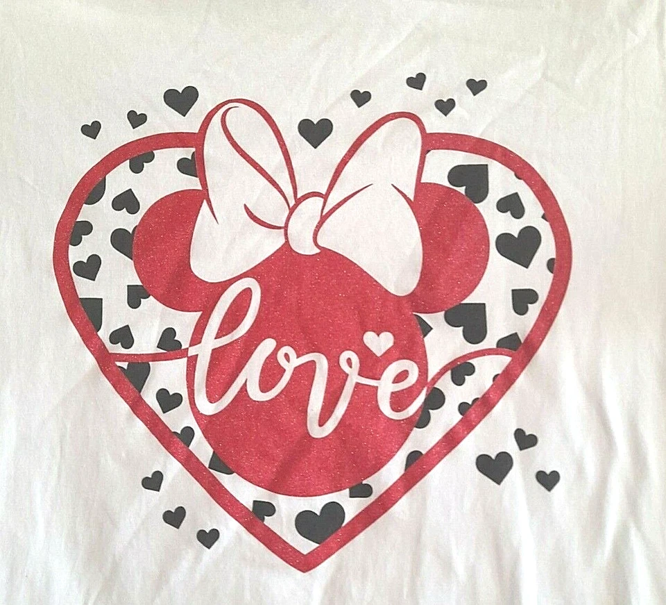 New Look White & Pink Minnie Mouse "Love" Casual T-Shirt, Size 12 - Image 2 of 4