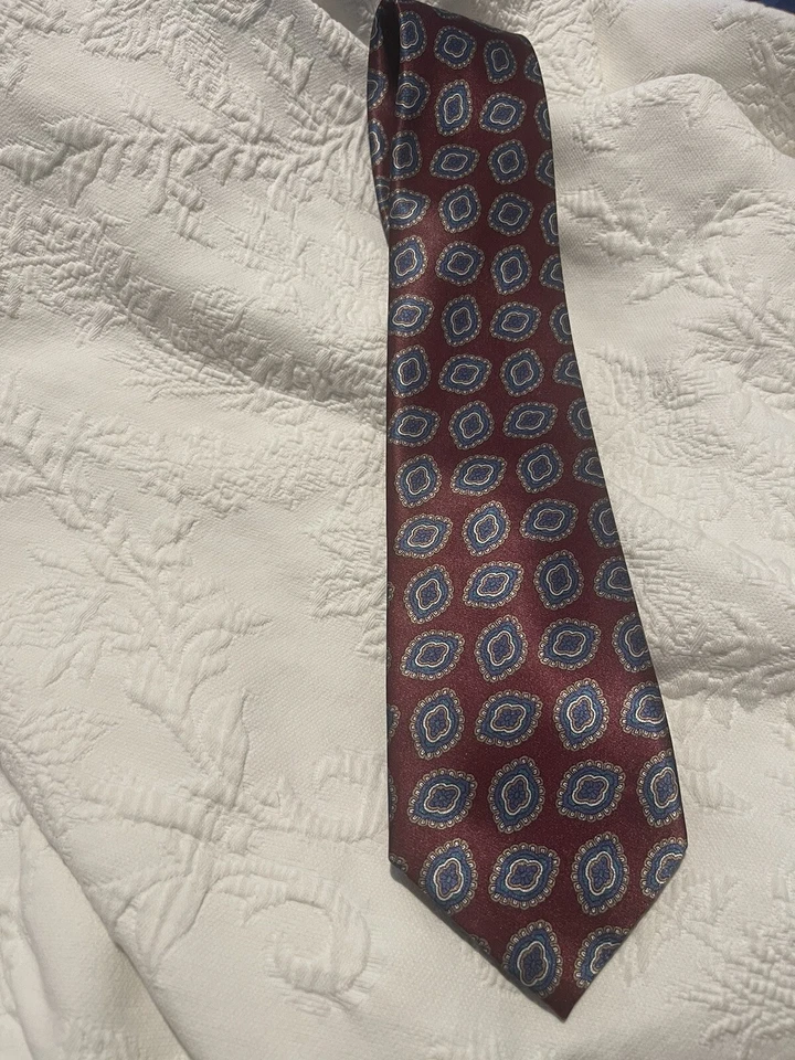 Geoffrey Beene 蓝色和勃艮第佩斯利领带 56 - 3.5 学院风 — 第 2/4 张图片