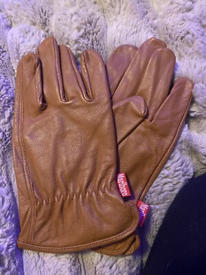 Vintage MARLBORO Cigarette 100% Leather Gloves Size L/XL Brown