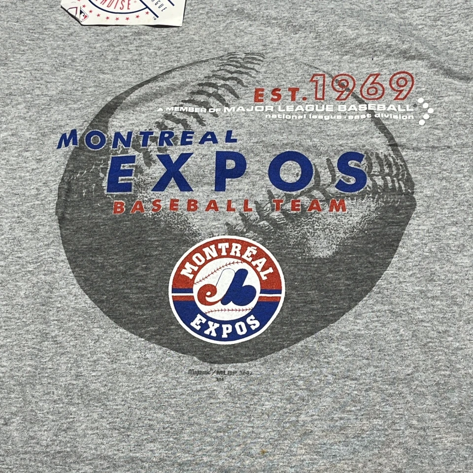 Montreal Expos Baseball T shirt Vintage Mens Medium Gray Majestic New with Tags - Image 3 of 4