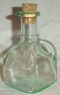 CRUET w SPOUT CORK STOPPER PALE GREEN GLASS SQUARE 5" mkd MOD DEP/ FRANCE — photo 2