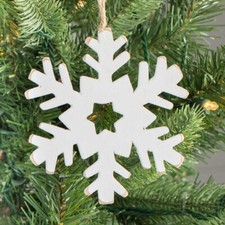 Package of 24 Rustic Wooden 4" Snowflake Christmas Ornaments with Jute Hangers