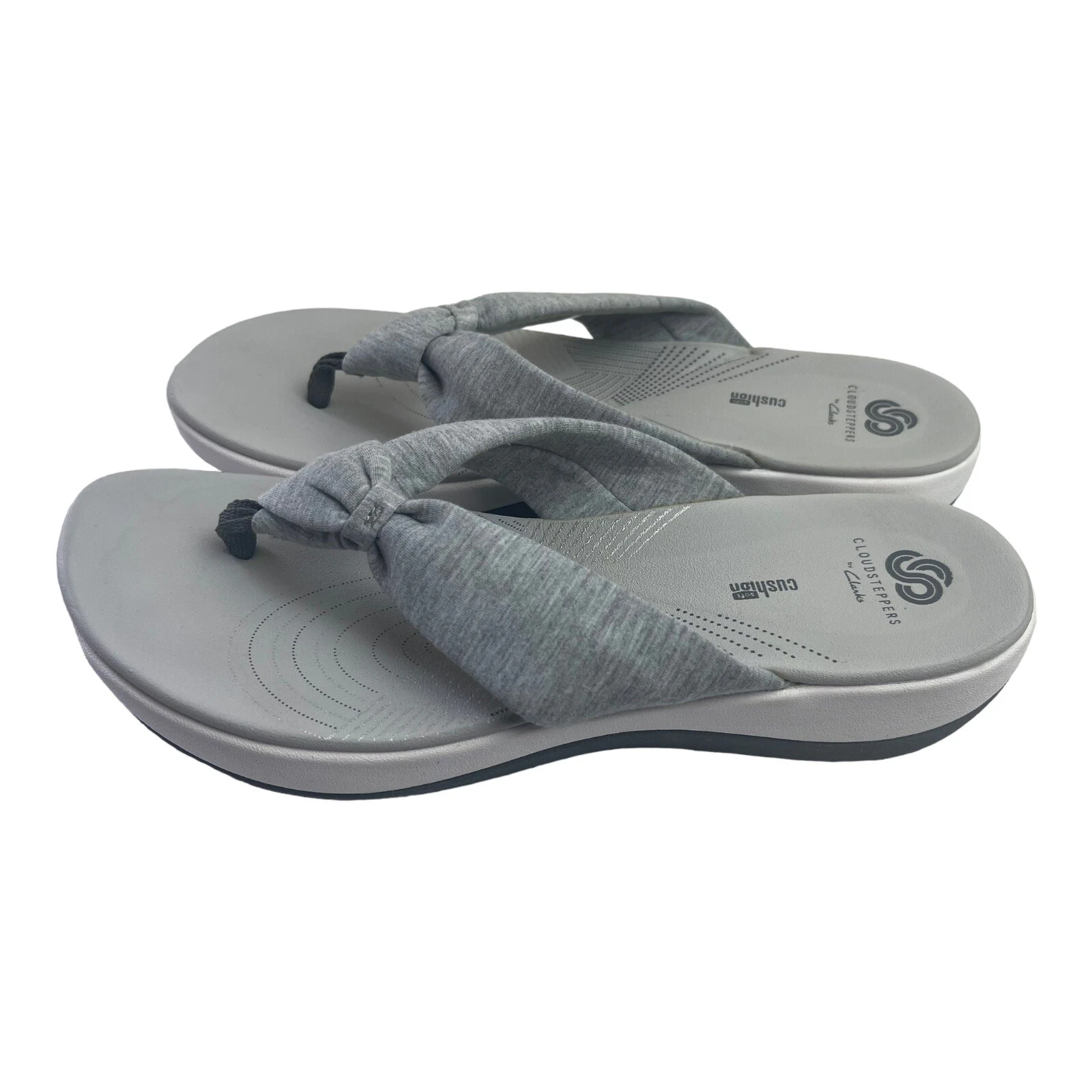 Sandali Cloudsteppers By Clarks Arla Glison grigio bianco infradito zeppa donna 10