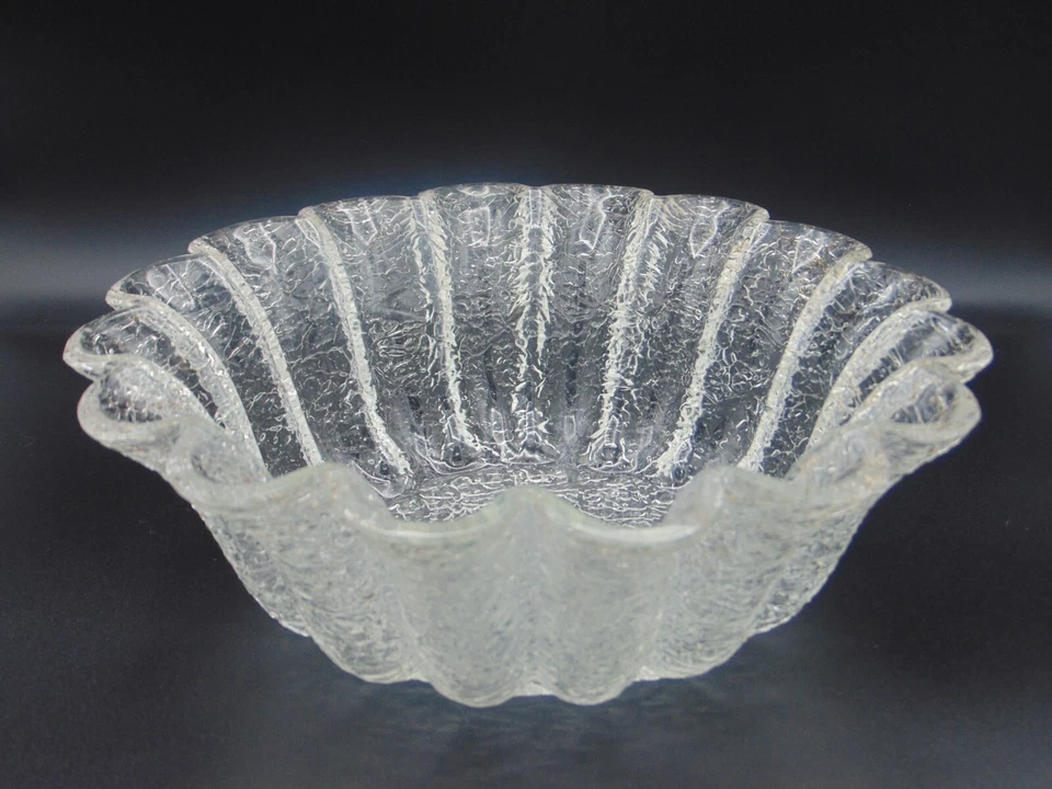 Antique Bohemian Victorian Harrach Riedel Crystal Eisglas Crackle Art Glass Bowl - Image 3 of 4
