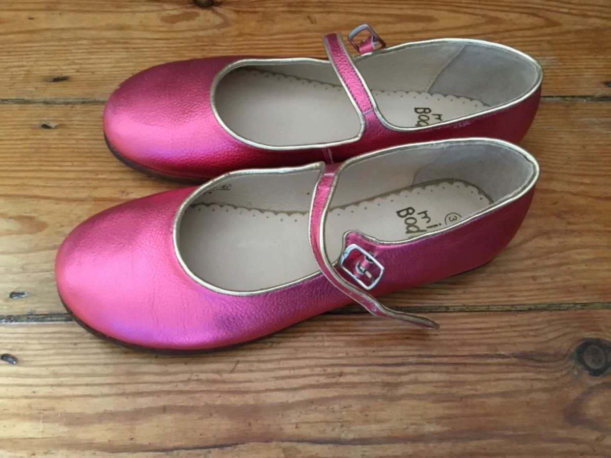 MINI BODEN Girls Mary Jane pink leather Shoes UK Eur 37 NEW