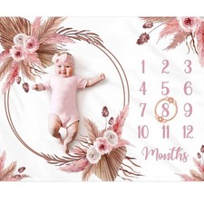 Floral Boho Baby Monthly Milestone Blanket Little Girl Bohemian Photo Prop Bl...