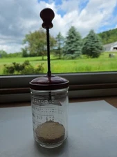 Old Atlas Hasting JAR Food Nut Berry Chopper Red Top Knob Glass Measure Vintage