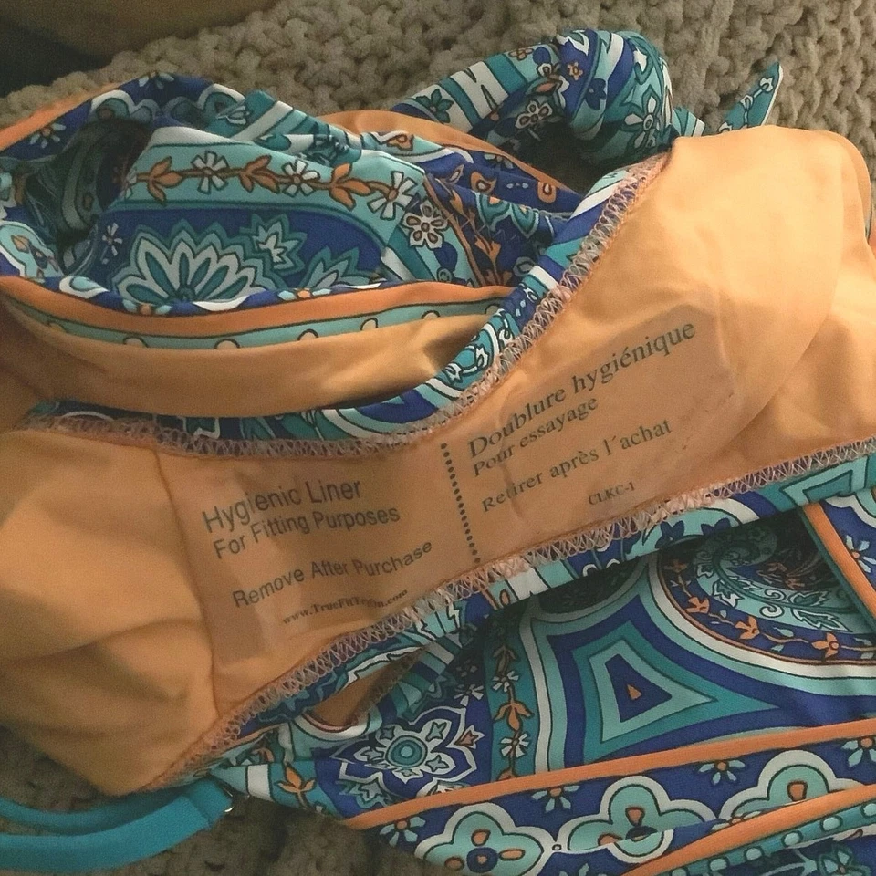 Trina Turk Mujeres Provenza Cachemira 2 Piezas Bikini Traje de Baño Playa Azul Talla 12 NUEVO Foto 3 de 4