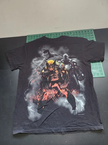 Vtg Wolverine Hulk shirt Adult Mens Size Large L Black marvel X-men Comic RARE