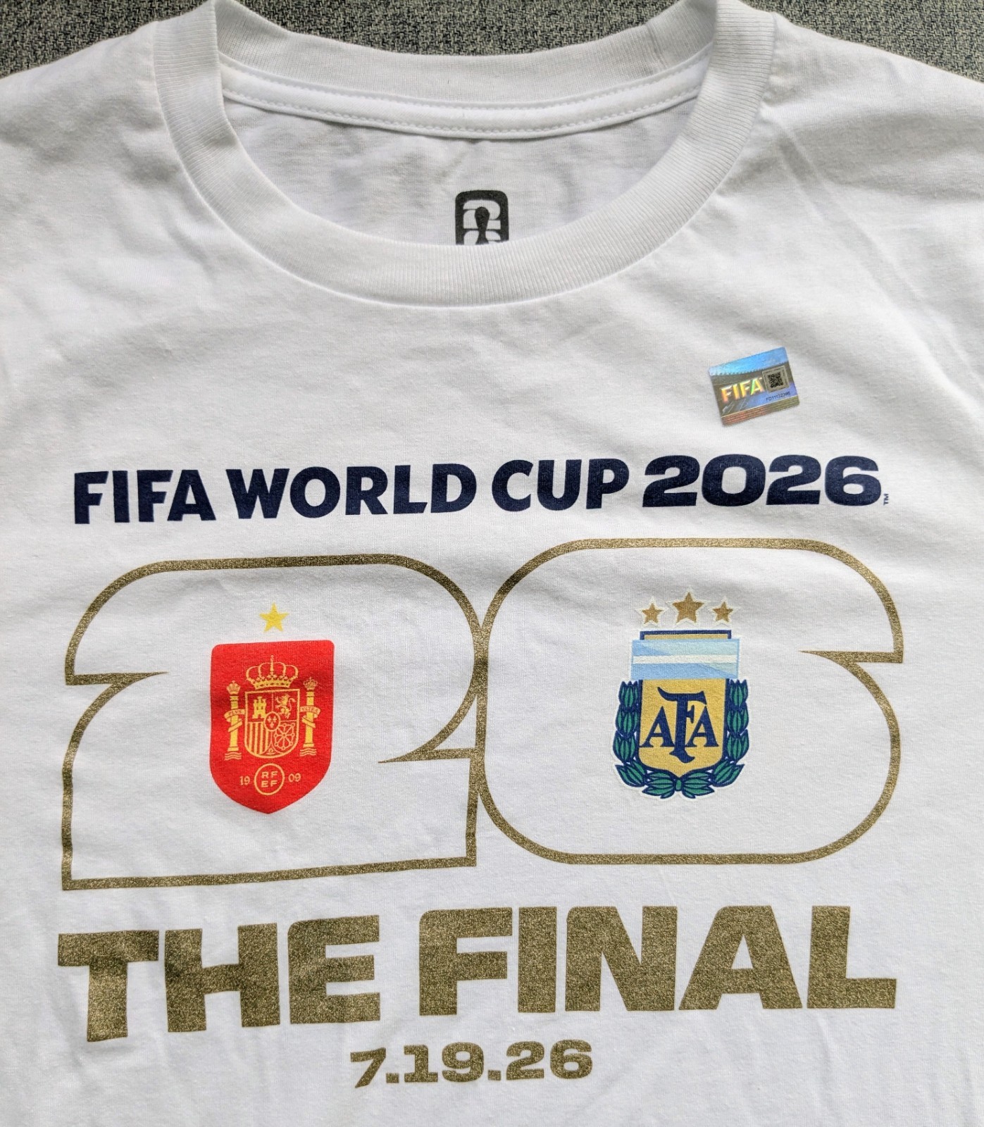 FIFA World Cup 2026 Final Spain vs Argentina Official T-Shirt Adult Size Medium