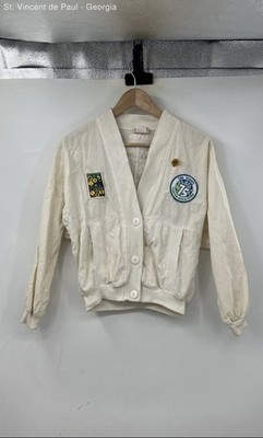 Eber Girl Scouts Bomber Jacket Women's Large White Patches Vintage
