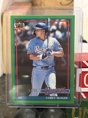 Topps 75 Years Baseball Green Parallel Corey Seager Texas Rangers #33/99 Card