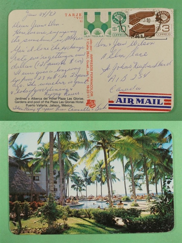 DR WHO 1983 MEXICO EXPORTA PUERTO VALLARTA HOTEL POSTCARD TO CANADA R43689