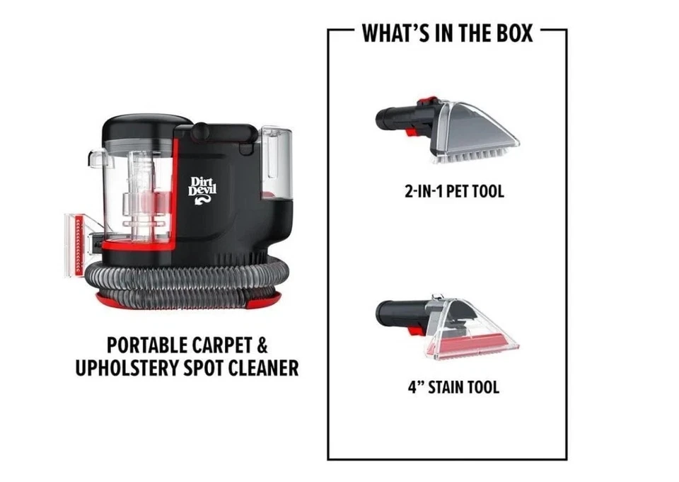 Novo Limpador de Carpetes e Estofados Compacto Dirt Devil Leve, Tanque de 20 oz - Imagem 4 de 4