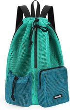 Swim Bag Mesh Drawstring Backpack with Wet Pocket Beach Bag for Swimming Pool...