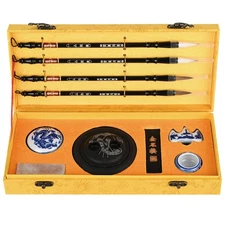 Chinese Calligraphy Set 10pcs Brush Pen Ink Stone Sumi Painting Kit for Beginner
