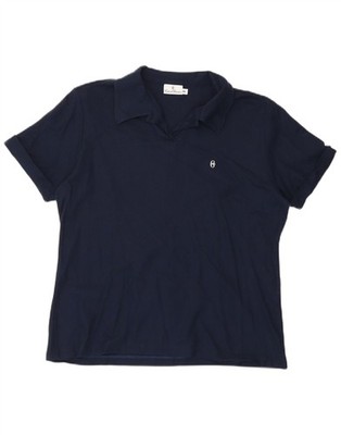 CONTE OF FLORENCE Damen Poloshirt IT 46 Large Navy Blau Baumwolle BS02