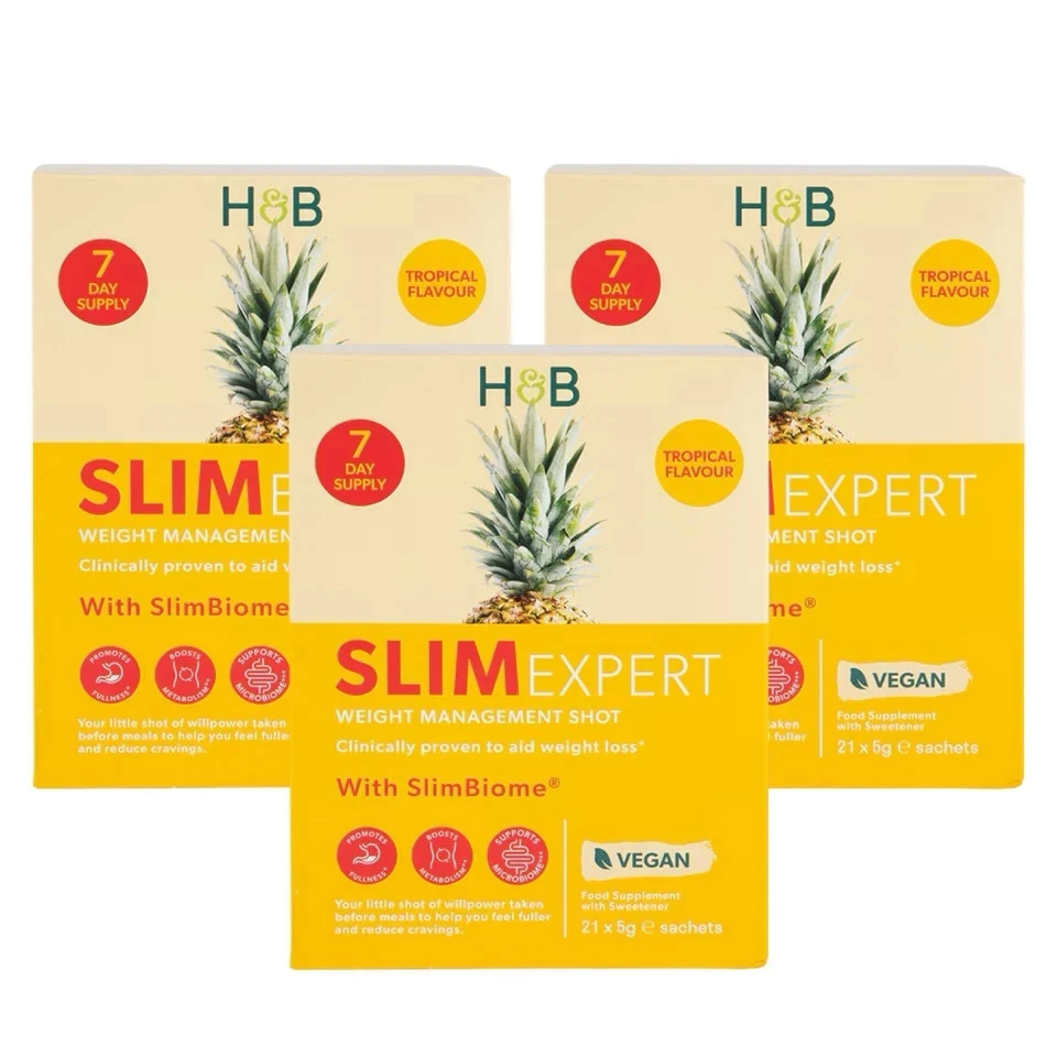 HOLAND & BARRETT 3 x Holland & Barrett SlimExpert Tropical Shots Flavour 21 Sachets