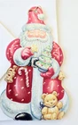 Christmas Card Hallmark Glittery Ornament Card Santa with Tree Star Bear Horn