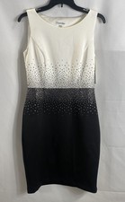 Calvin Klein Women's Sheath Dress Black White Embellished NWT Sz 10