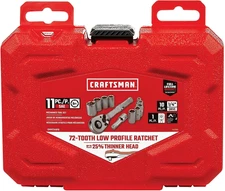 11pc SAE Mechanics Tool Set 1/4" Drive Ratchet & Sockets Chrome Low Profile