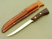 VINTAGE WESTERN USA S_W766 F9IXED BLADE FISH FILLET KNIFE&SHEATH HUNTING KNIVES