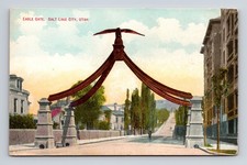 DB Postcard Salt Lake City UT Utah Eagle Gate Brigham Young