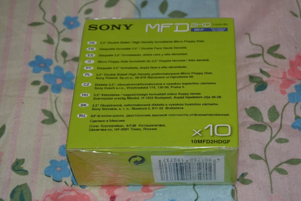 BNIB Sony MFD 2HD 1.44MB 3.5" Double Sided High Density Micro Floppy Disks x 10 - Image 2 of 2