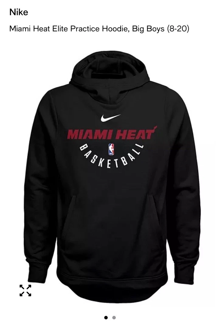 Nike Miami Heat Elite Practice Hoodie Boys Size XL Authentic Players On Court