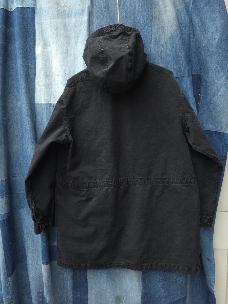Vintage 1950s French Black Overdyed Alpine Smock Parka