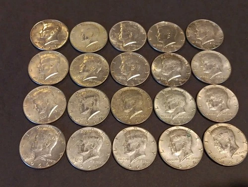 Roll Of 20 40% Silver Kennedy Half Dollars  1965-1969 $10 Face