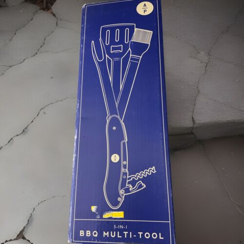AP; 5-in-1; BBQ; Multi-Tool; Stainless Steel; Spatula; Fork; Brush; Corkscrew
