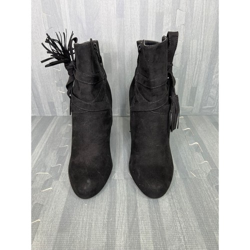 JustFab Stiefeletten Landry Damengröße 8 schwarz Kunstleder Absatz Booties Quasten - Bild 4 von 8