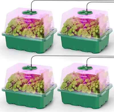 Seed Starter Kit with Grow Light, Seedling Trays, Humidity Domes, Base