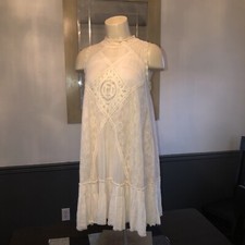 Free People One Boho Ivory Mini Dress Size Small