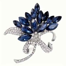 Elegant Multi-Layered Blue With Sparkling Rhinestones Brooch Clothing Accessory
