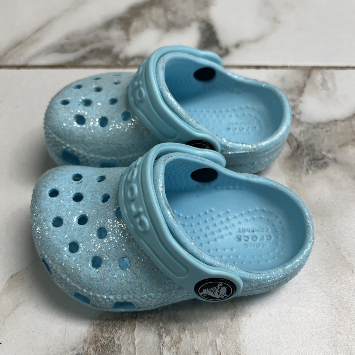 Crocs Sparkly Glitter Clogs Green Toddler Girl's Size 4 Play