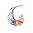 <!--F#f_0--> 18K WHITE GOLD PLATED GENUINE MULTI-COLOURED CZ & AUSTRIAN CRYSTAL BIRD BROOCH <!--F/-->