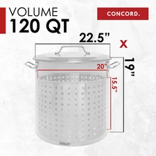 CONCORD Stainless Steel Stock Pot w/Basket. Boiling. Steaming.
