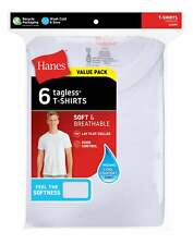 Hanes Para Hombre Blanco Cuello Redondo 6-Pack Camiseta Camisilla sin Camiseta Hanes freshiq Confort